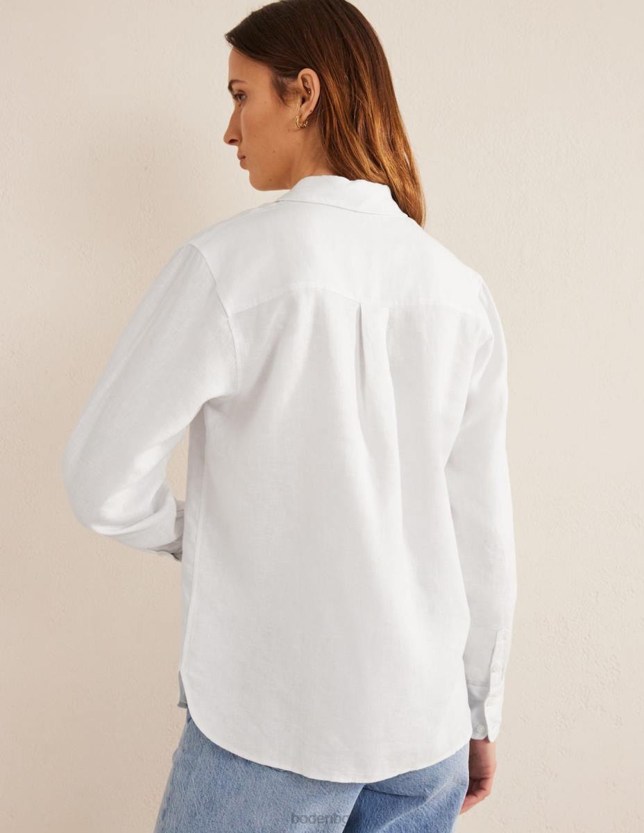 облекло Boden нова ленена риза бяло Жени LL68155