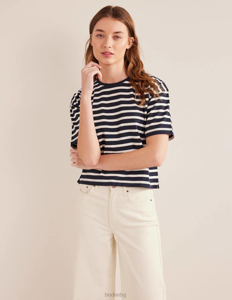 облекло Boden тежка бретонска тениска райе синьо/слонова кост Жени LL681558