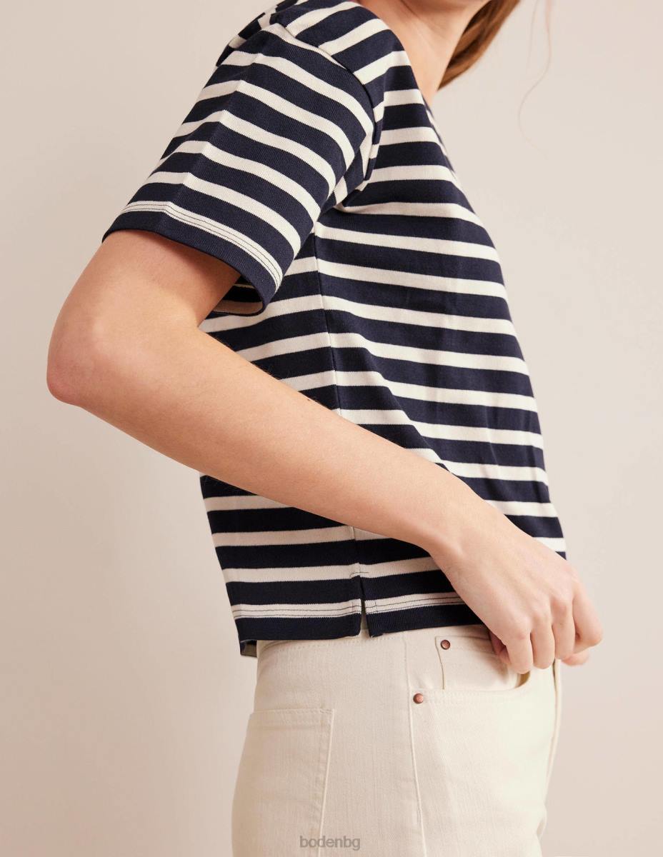 облекло Boden тежка бретонска тениска райе синьо/слонова кост Жени LL681558