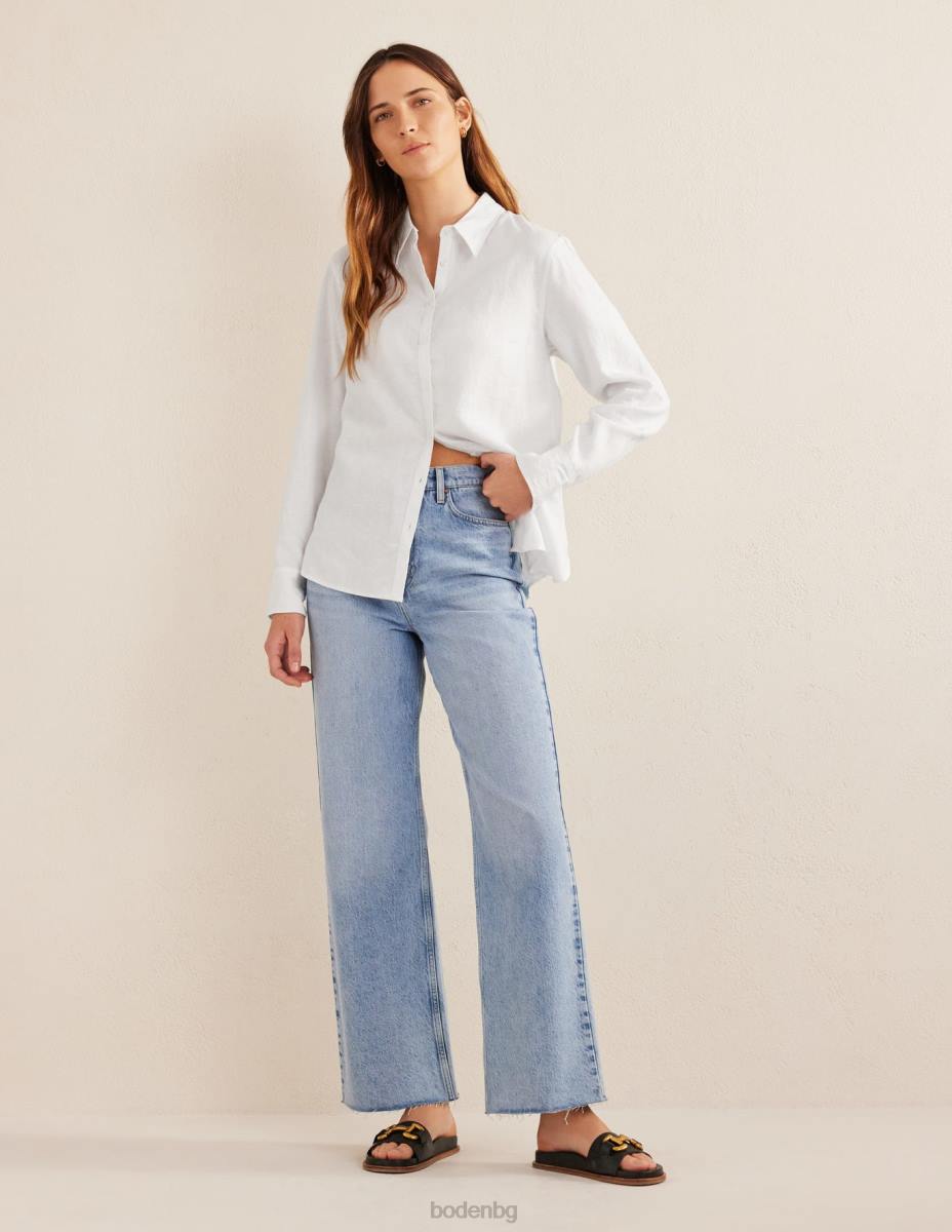 облекло Boden нова ленена риза бяло Жени LL68155