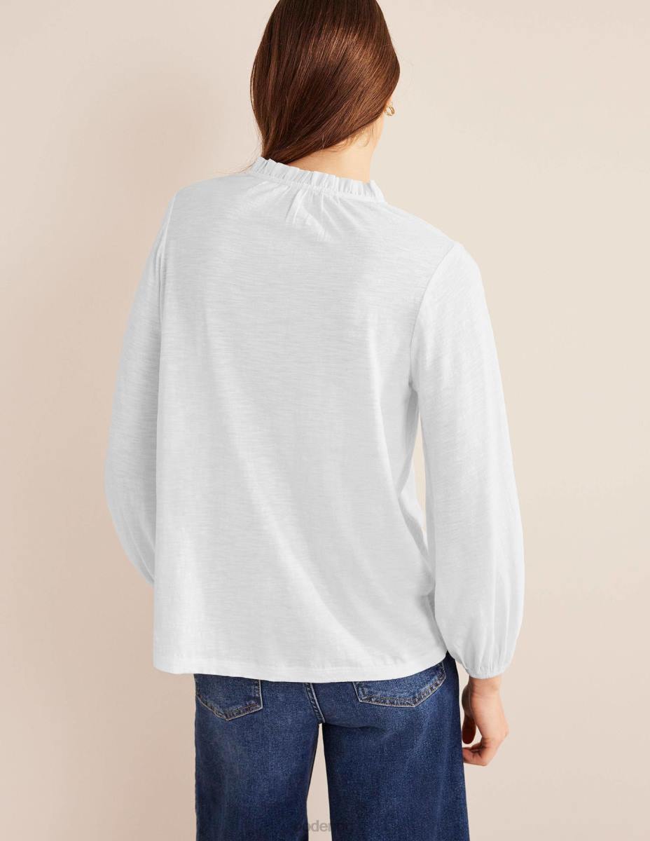 облекло Boden изрязан работен хомот текстуриран горнище бяло Жени LL681563