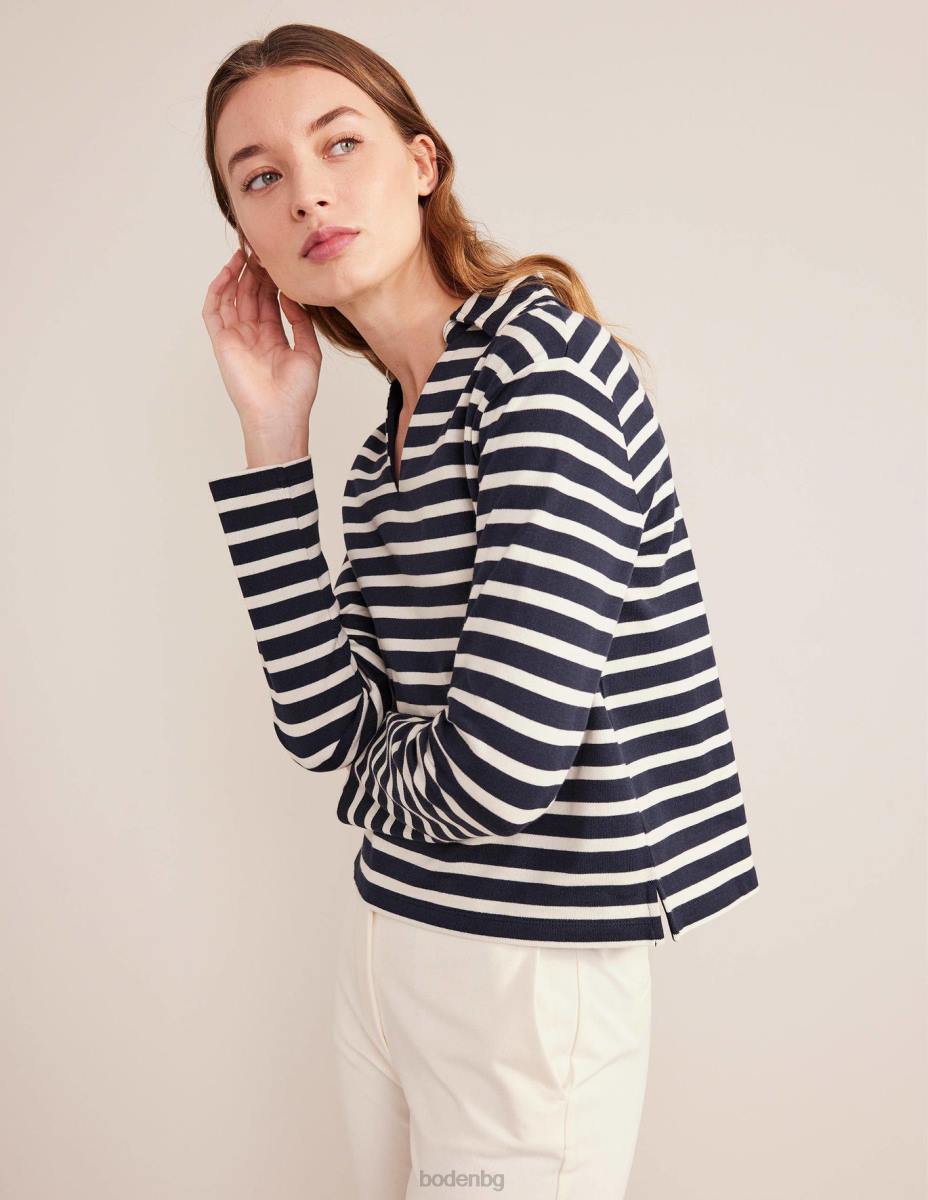 облекло Boden врязана яка ивица отгоре райе синьо/слонова кост Жени LL681565