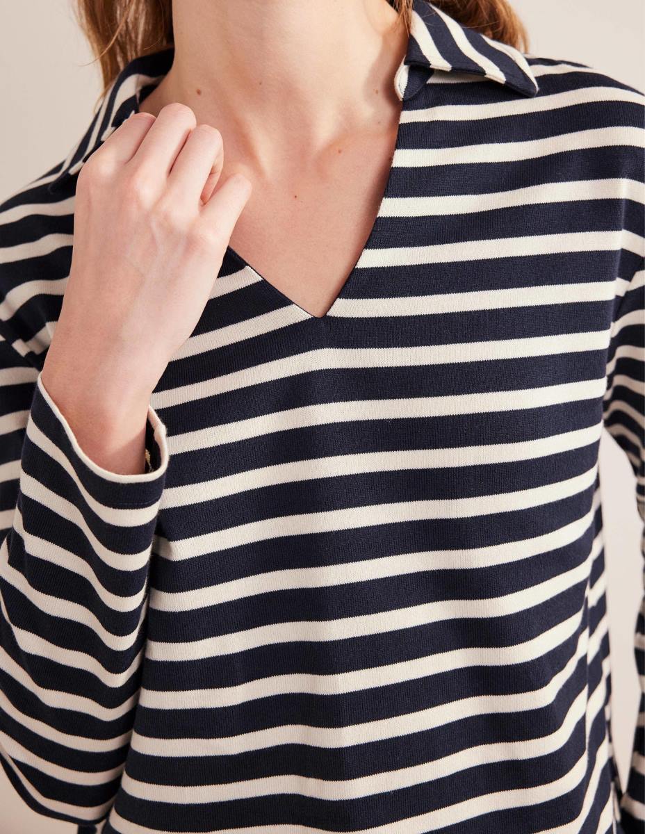 облекло Boden врязана яка ивица отгоре райе синьо/слонова кост Жени LL681565