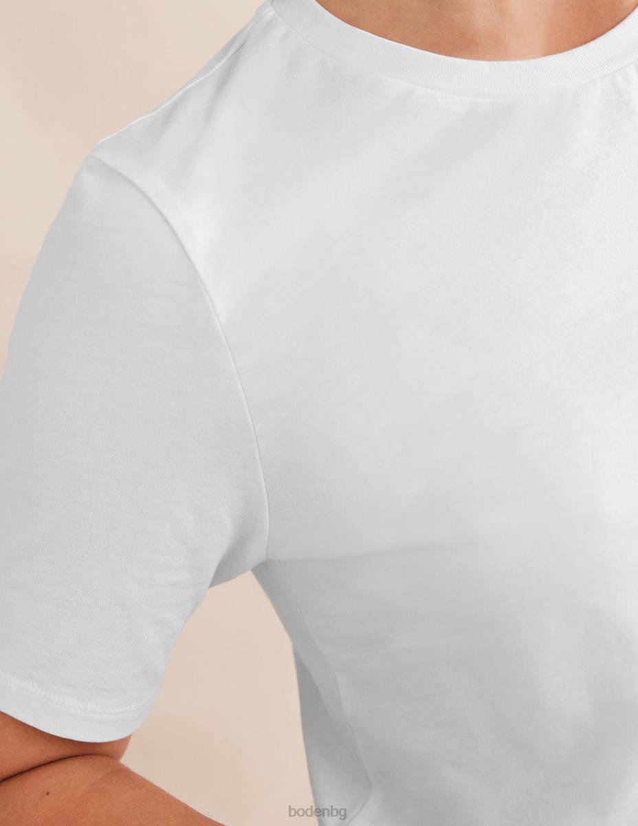 облекло Boden тениска с кръгла яка от чист памук бяло Жени LL681575