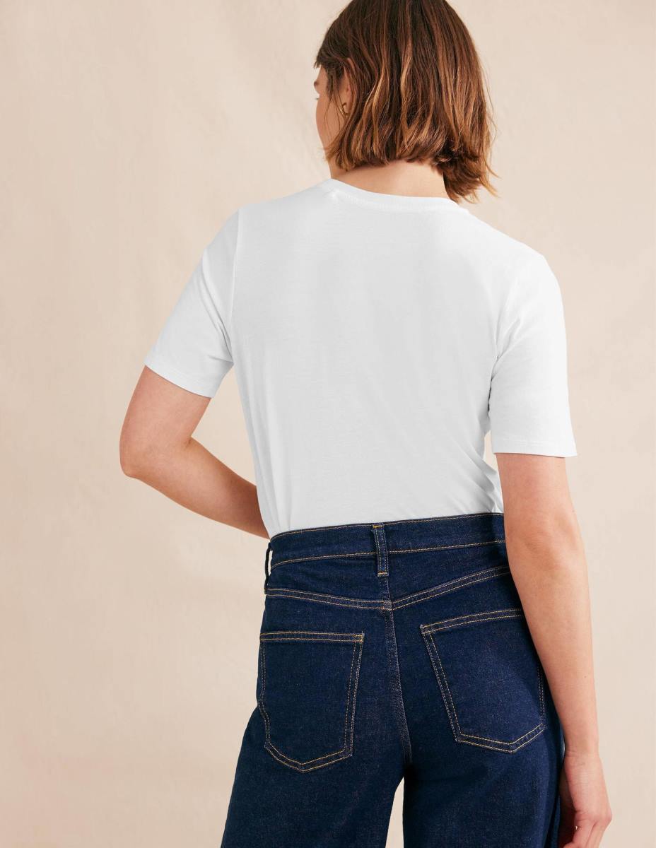 облекло Boden тениска с кръгла яка от чист памук бяло Жени LL681575