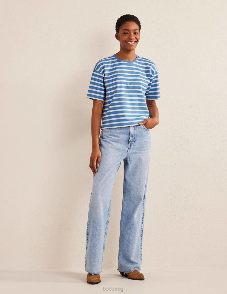 облекло Boden тежка бретонска тениска порцеланово синьо/слонова кост Жени LL681578