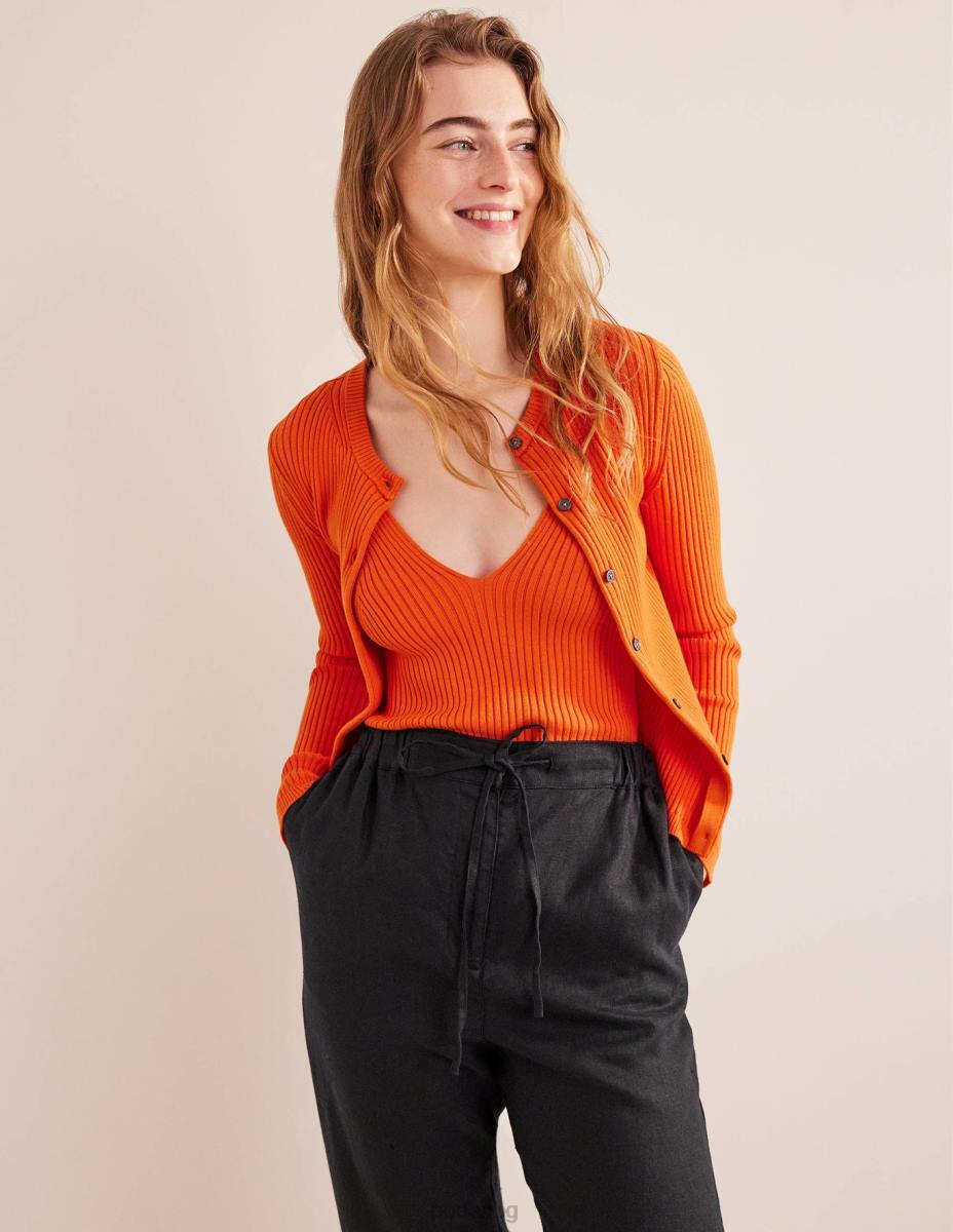 облекло Boden жилетка с оребрено горнище кумкуат Жени LL681588