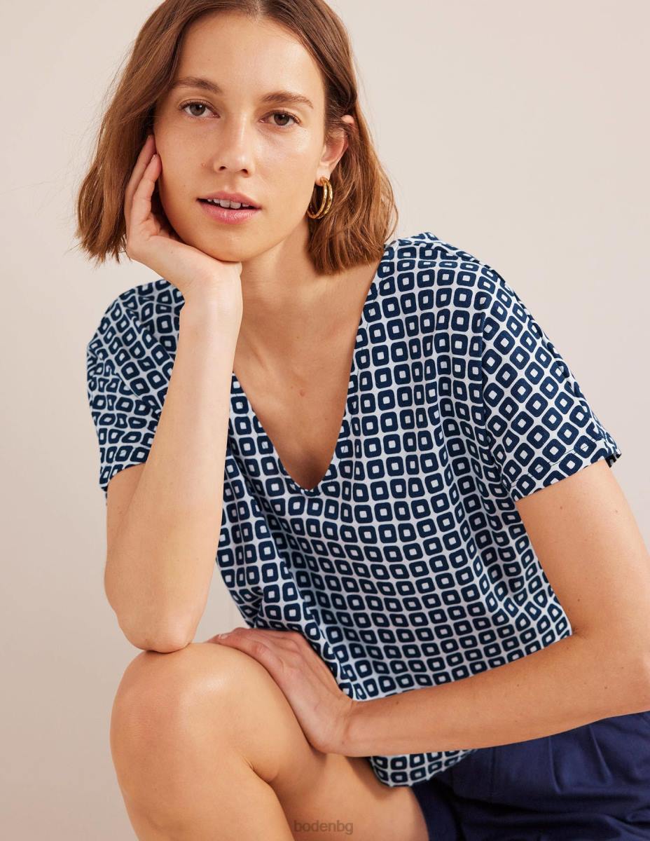 облекло Boden горна част от трико със завързване френски морски куб Жени LL681605