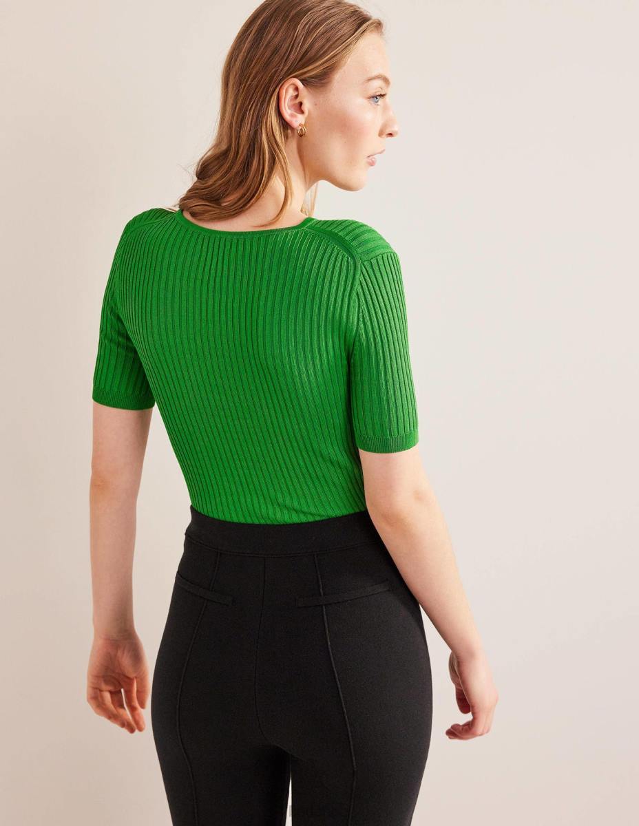 облекло Boden рипсирана плетена тениска жаба Жени LL681612