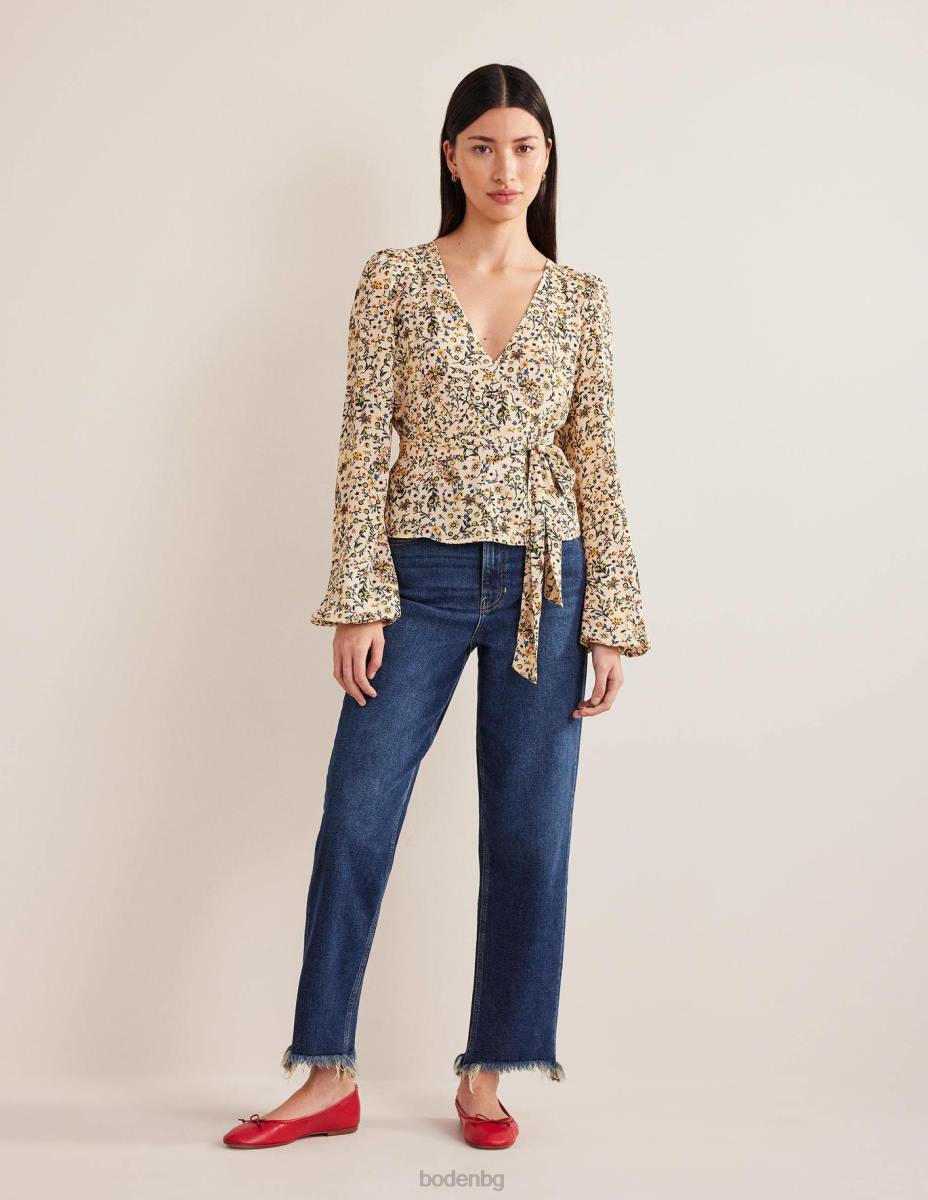 облекло Boden завържете горната част на талията слонова кост и пейсли от диви цветя Жени LL681624