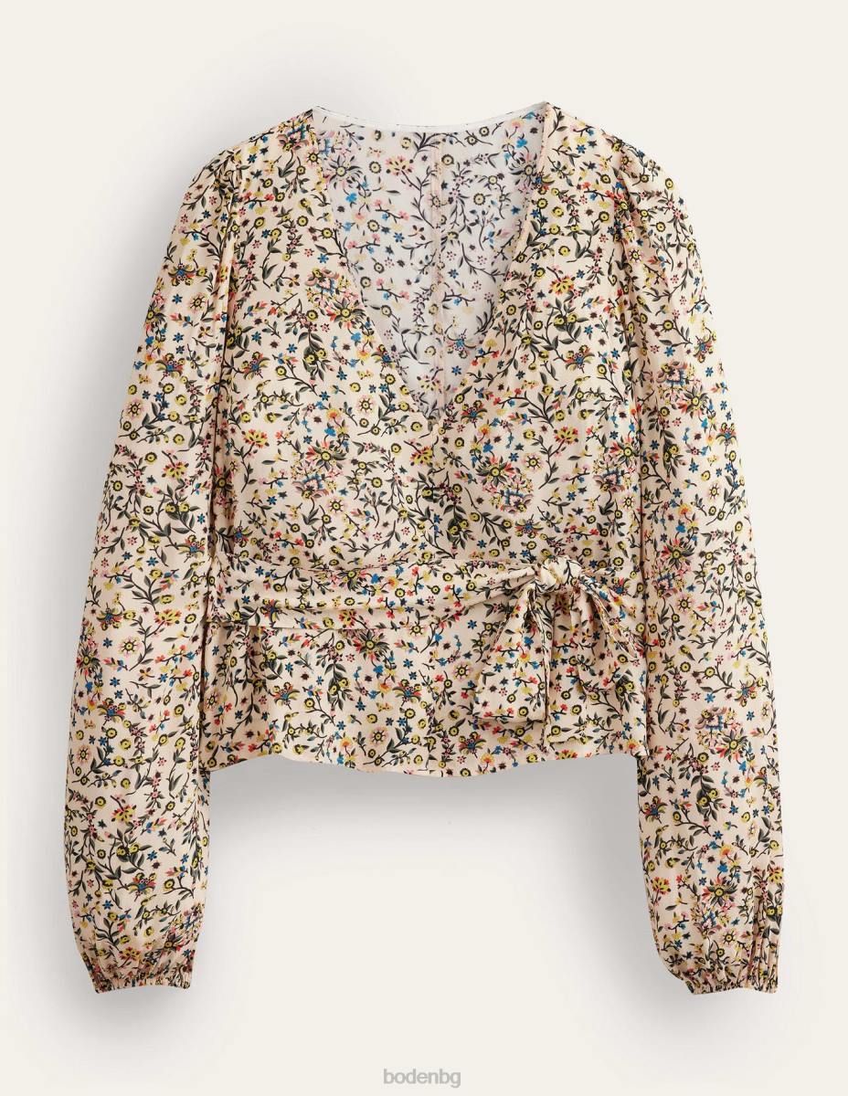 облекло Boden завържете горната част на талията слонова кост и пейсли от диви цветя Жени LL681624
