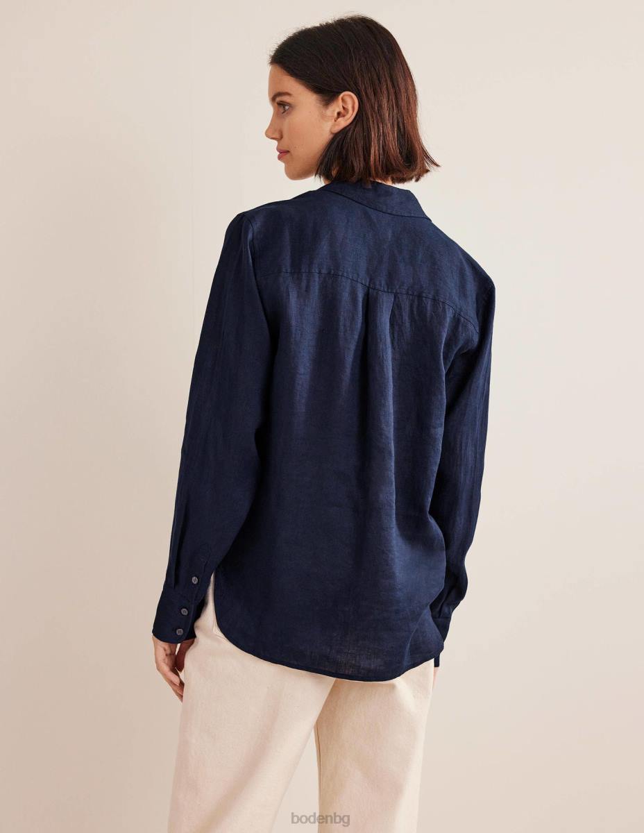 облекло Boden нова ленена риза военноморски флот Жени LL68163