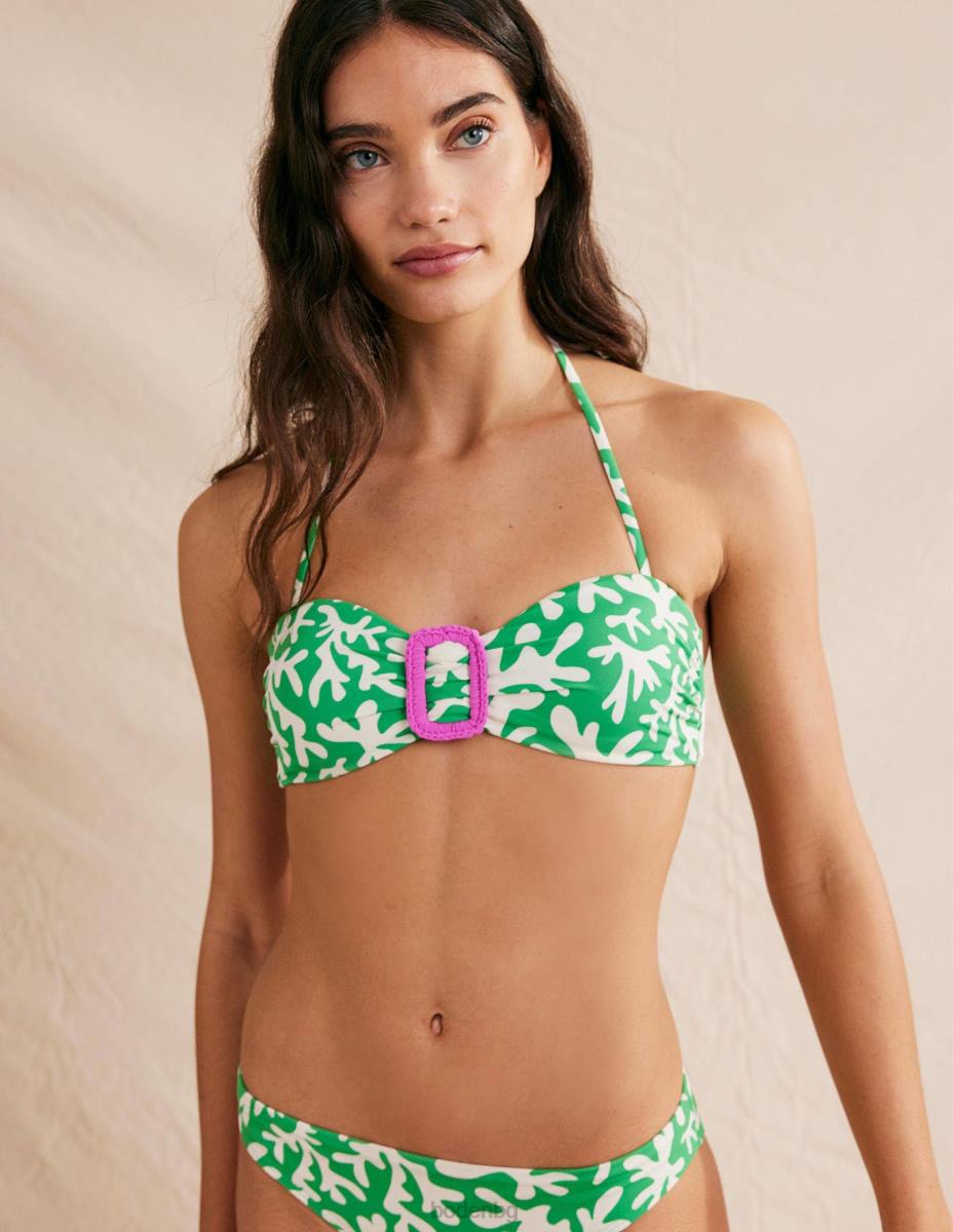 облекло Boden горна част с бандо с катарама зелена и абстрактна зеленина Жени LL681630