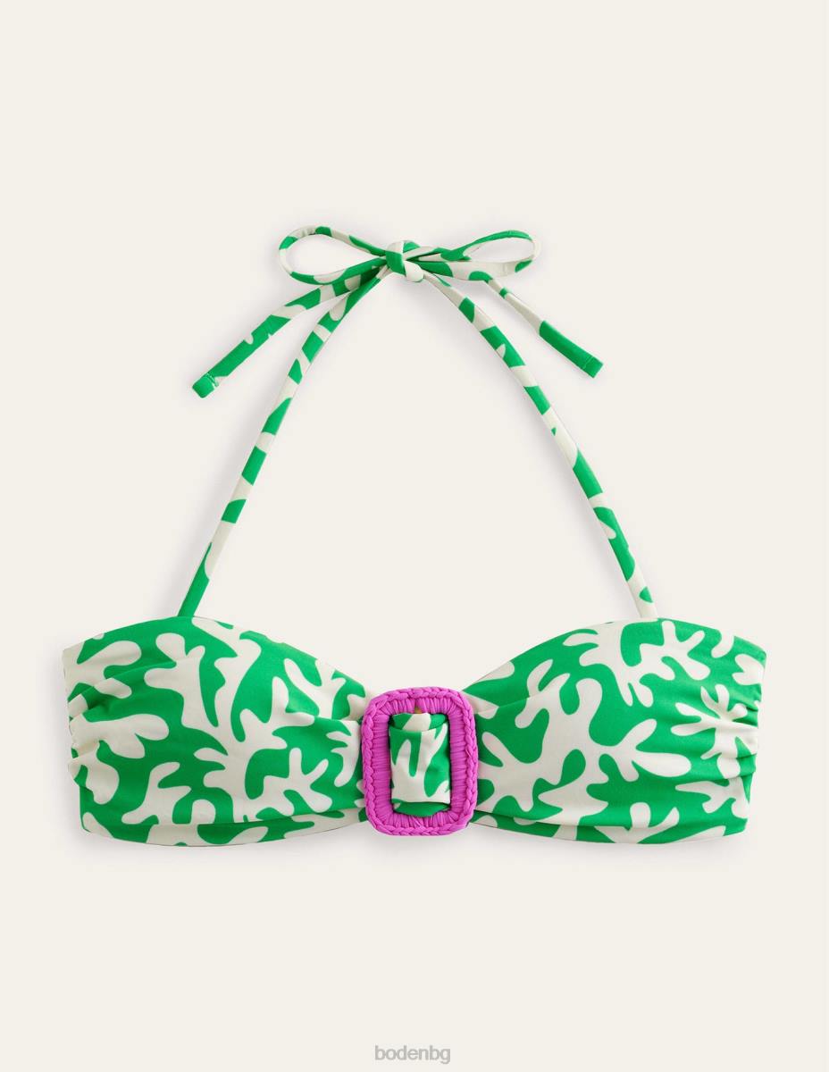 облекло Boden горна част с бандо с катарама зелена и абстрактна зеленина Жени LL681630