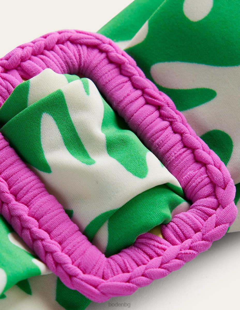 облекло Boden горна част с бандо с катарама зелена и абстрактна зеленина Жени LL681630