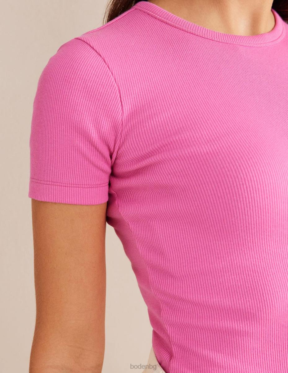 облекло Boden памучна рипсирана тениска сливов цвят Жени LL681633