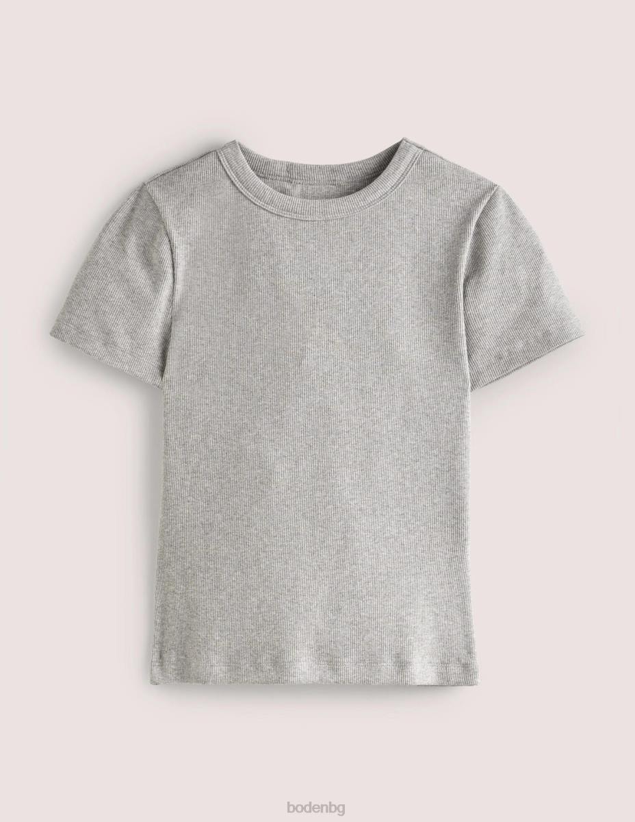 облекло Boden памучна рипсирана тениска сив мергел Жени LL681639