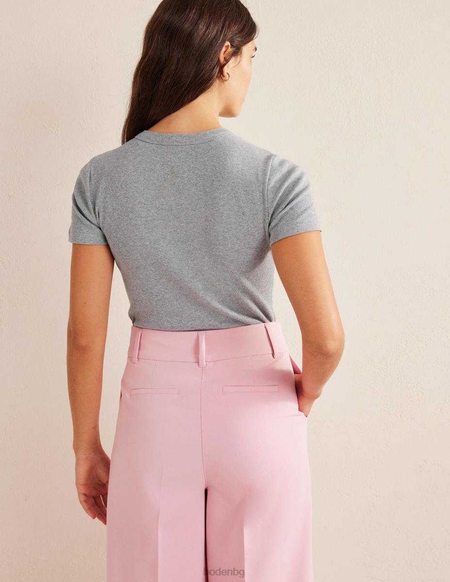 облекло Boden памучна рипсирана тениска сив мергел Жени LL681639