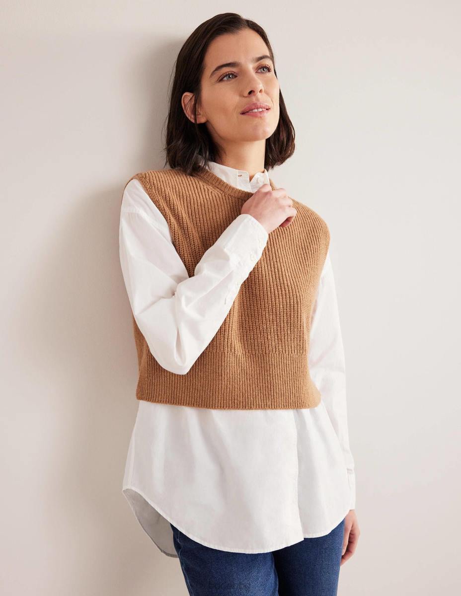 облекло Boden изрязан оребрен резервоар плюшено мече Жени LL681646