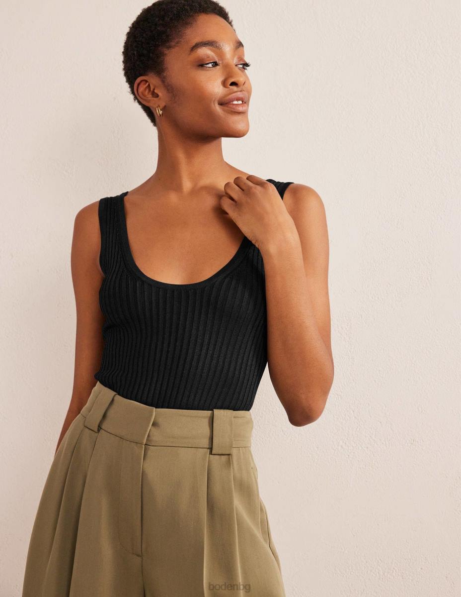 облекло Boden изрязана рипсена жилетка черен Жени LL681650