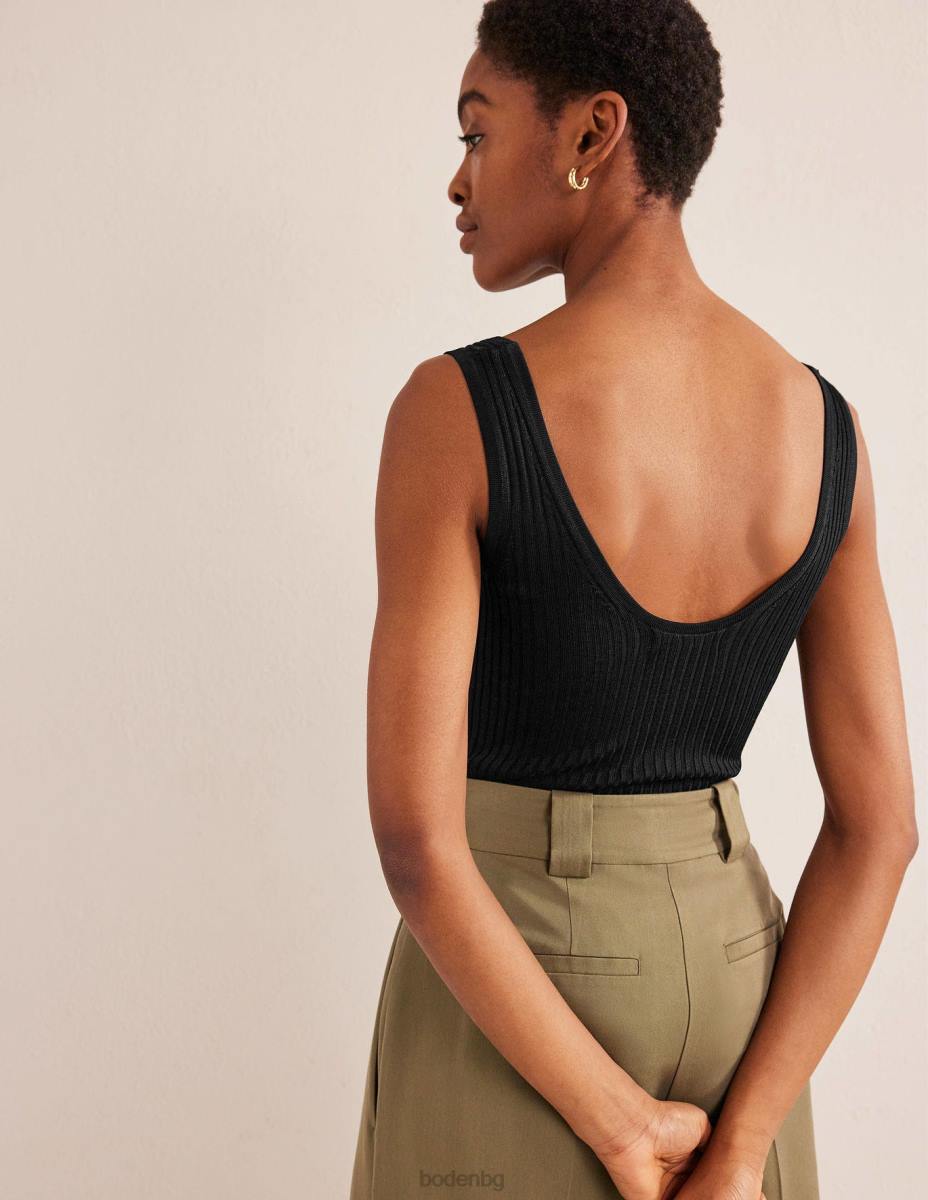 облекло Boden изрязана рипсена жилетка черен Жени LL681650