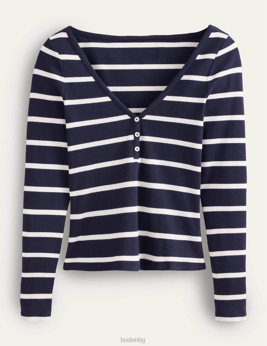 облекло Boden оребрена горна част флот и слонова кост Жени LL681667