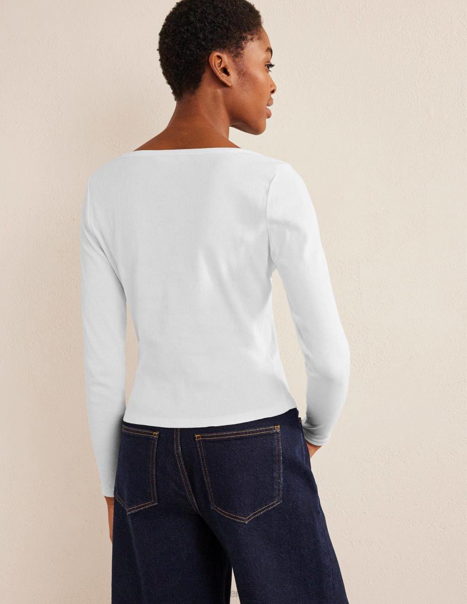 облекло Boden оребрена горна част бяло Жени LL681668