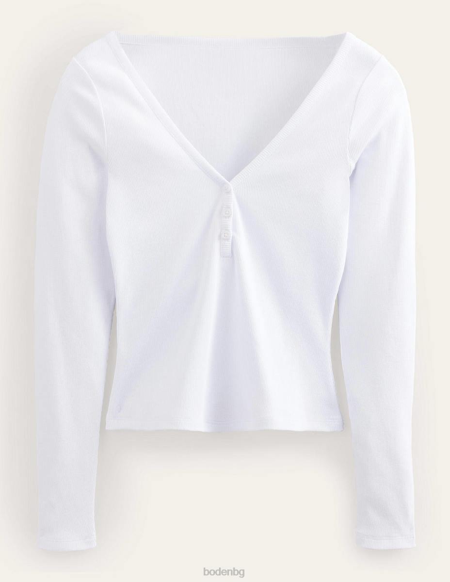 облекло Boden оребрена горна част бяло Жени LL681668