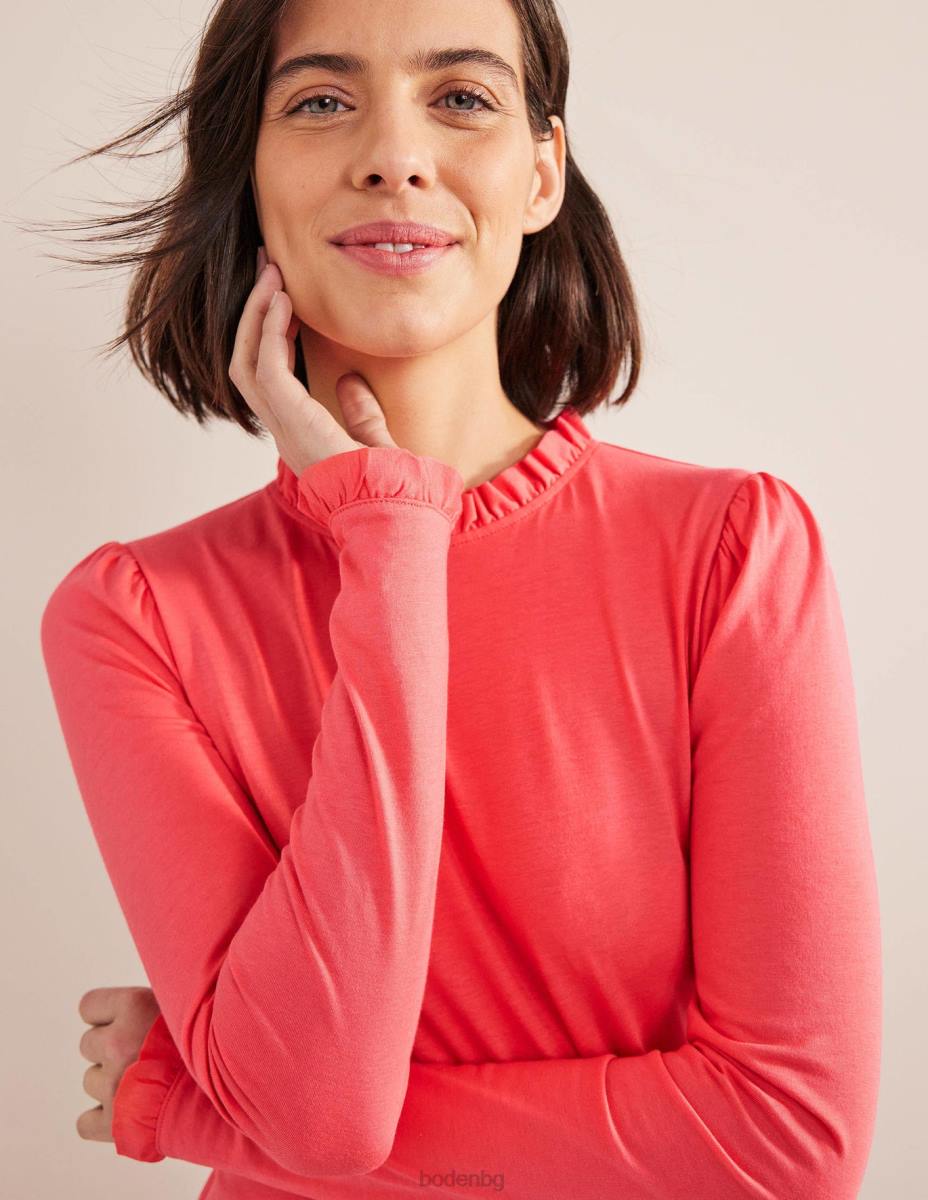 облекло Boden горна част със супермеки волани корал Жени LL681670