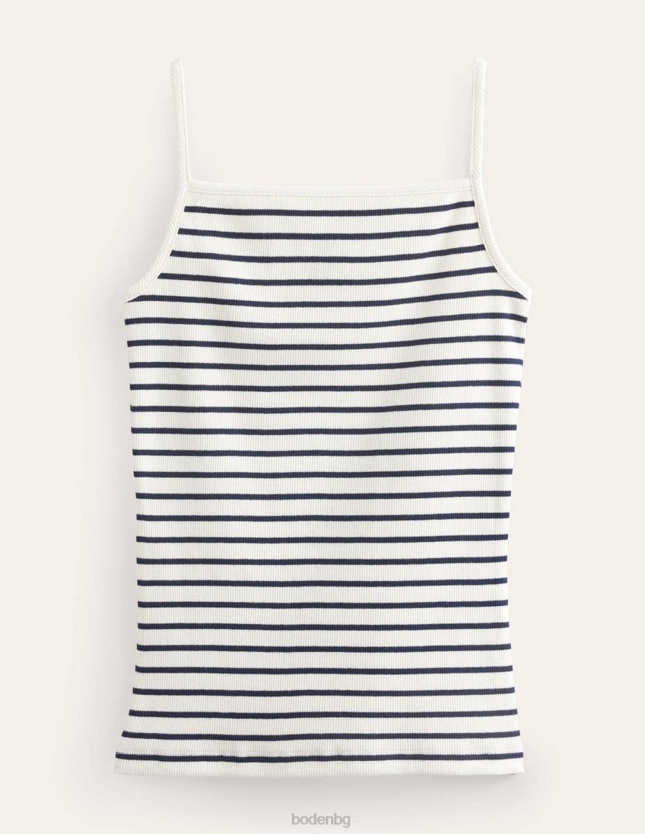 облекло Boden оребрен потник с квадратно деколте слонова кост/морско синьо райе Жени LL681671