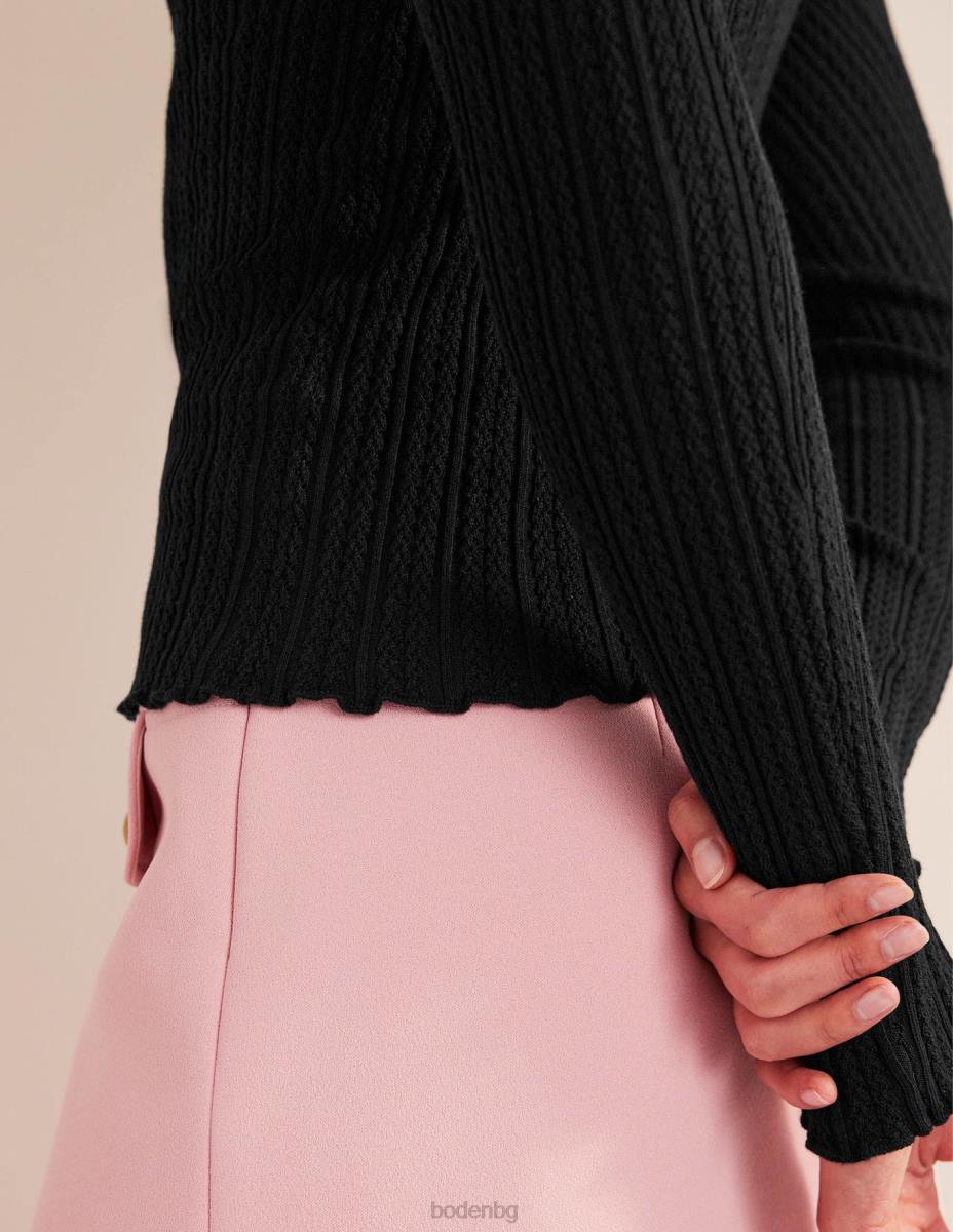 облекло Boden оребрена върха черен Жени LL681674