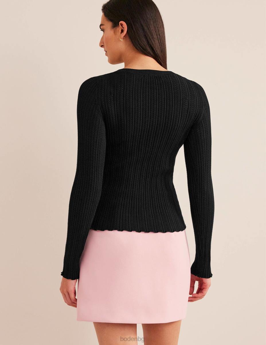 облекло Boden оребрена върха черен Жени LL681674