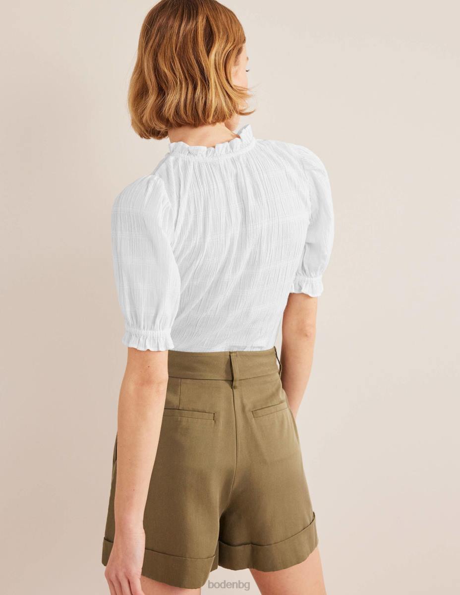 облекло Boden вталена текстурирана горна част бяло Жени LL681681