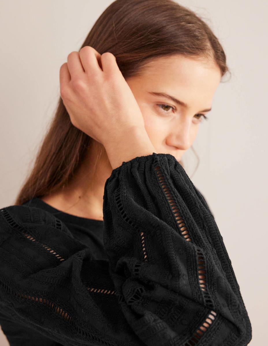 облекло Boden горна част с ръкави с кръгло деколте черен Жени LL681687