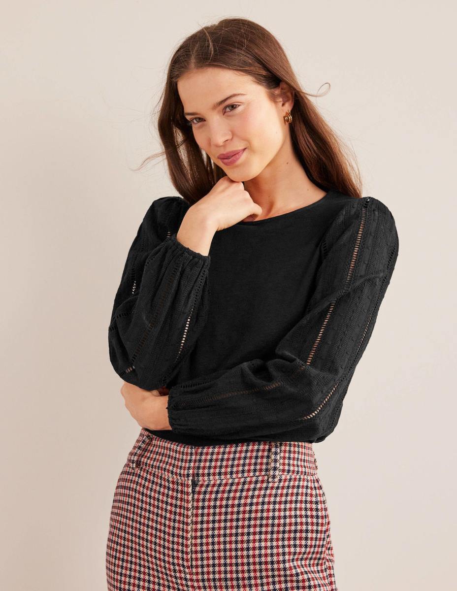 облекло Boden горна част с ръкави с кръгло деколте черен Жени LL681687