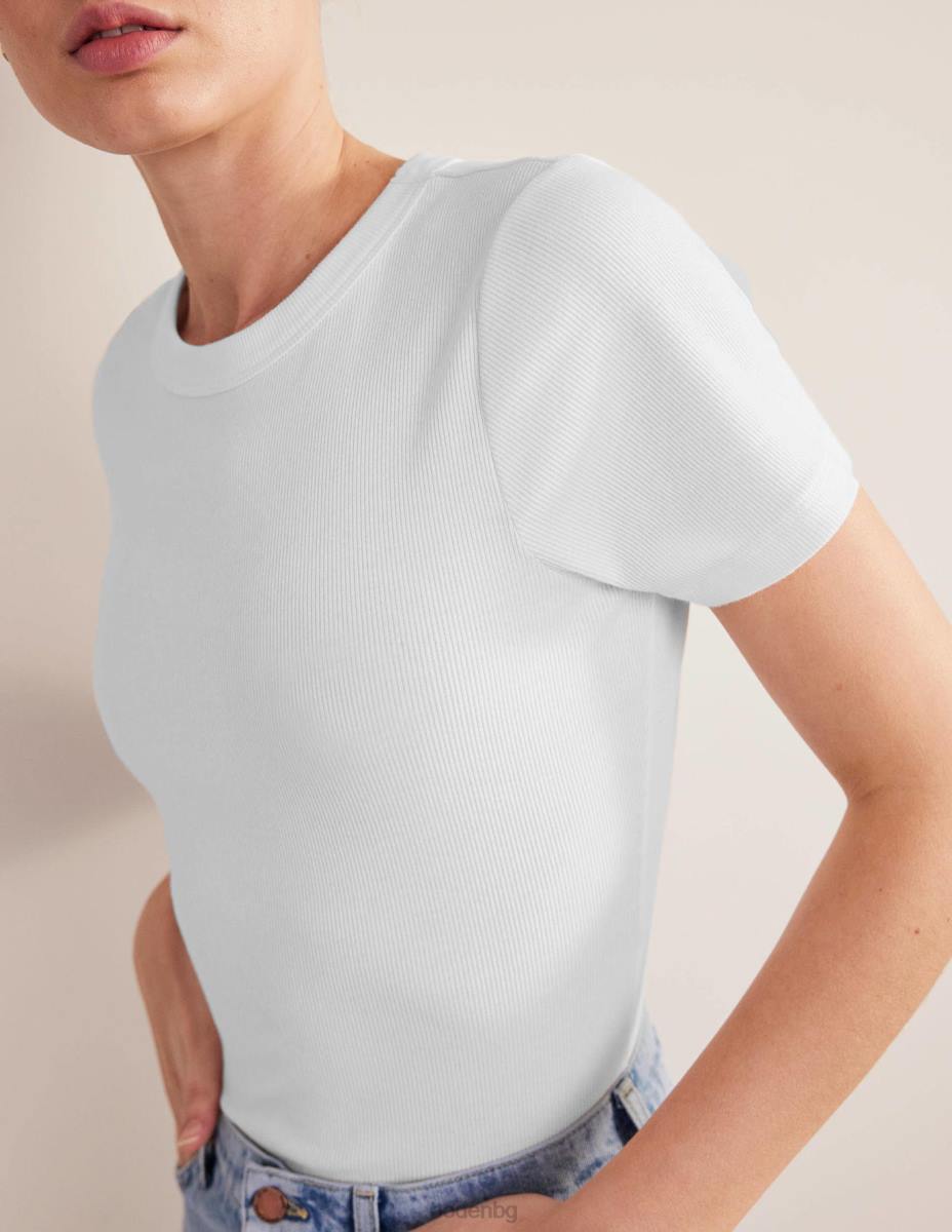 облекло Boden памучна рипсирана тениска бяло Жени LL68169