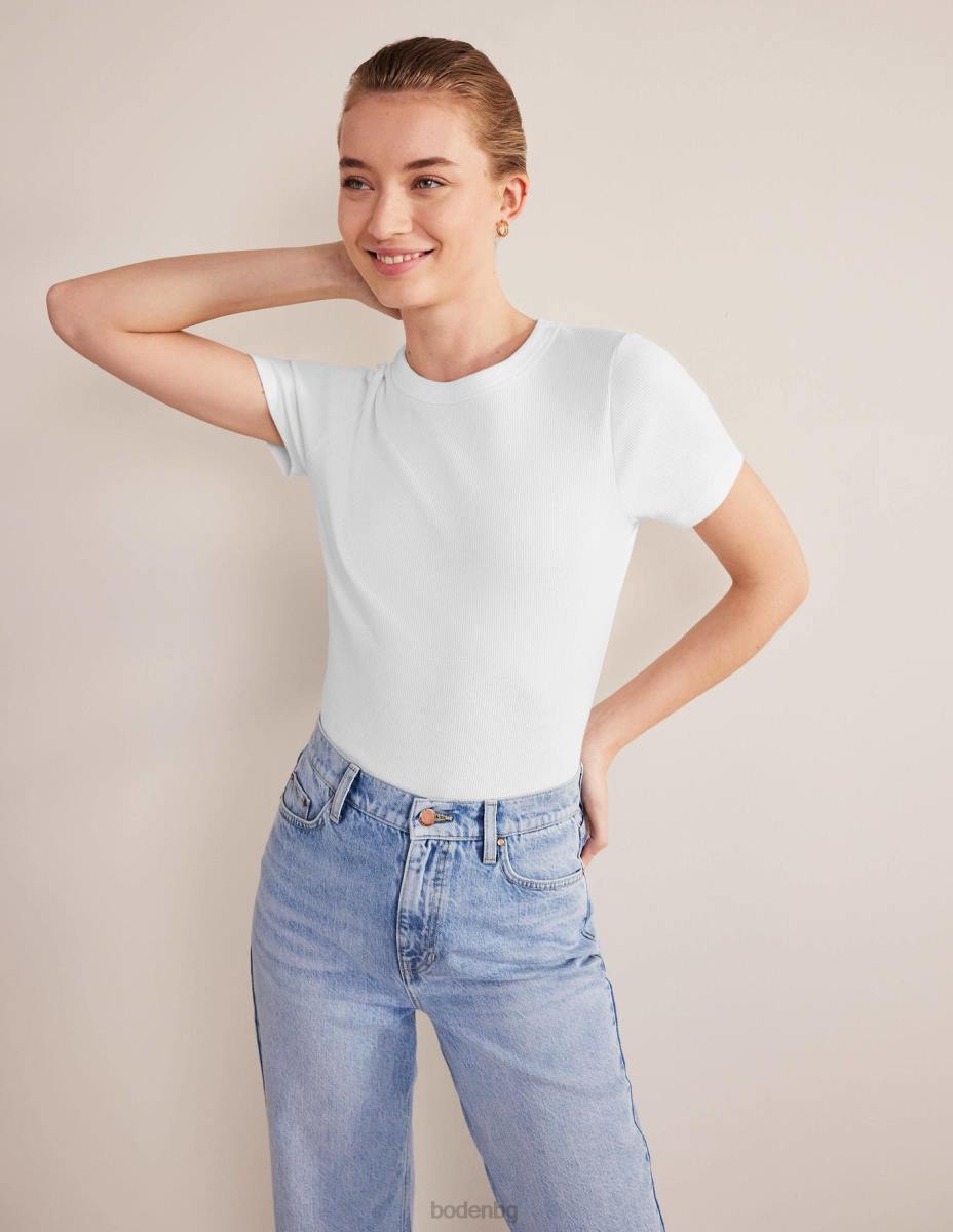 облекло Boden памучна рипсирана тениска бяло Жени LL68169