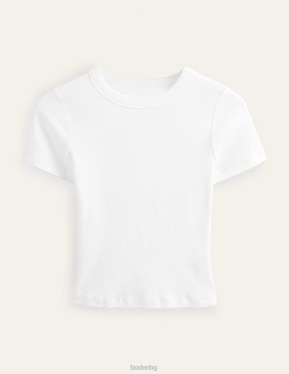 облекло Boden памучна рипсирана тениска бяло Жени LL68169