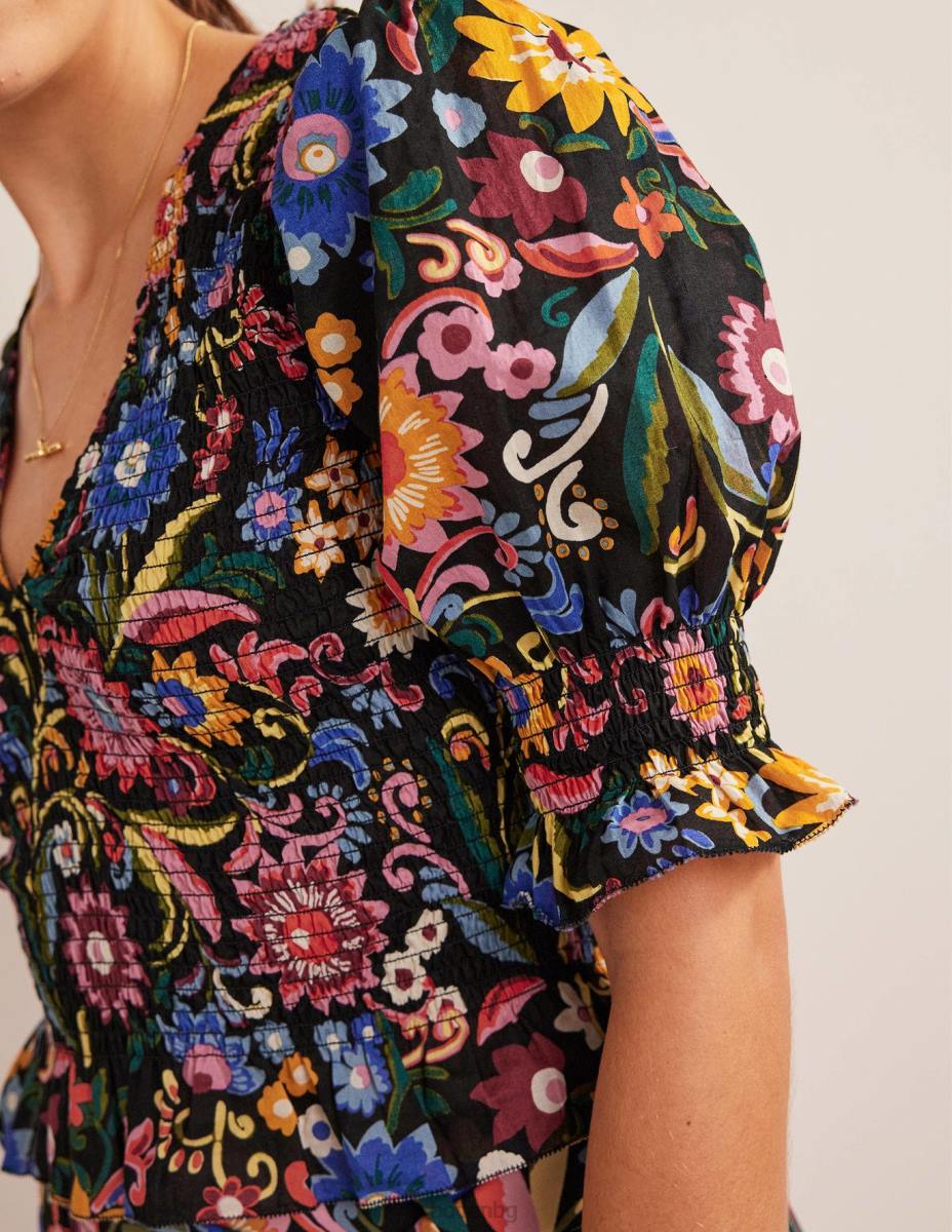 облекло Boden пушено горнище с елече черно и гардения поп Жени LL681704