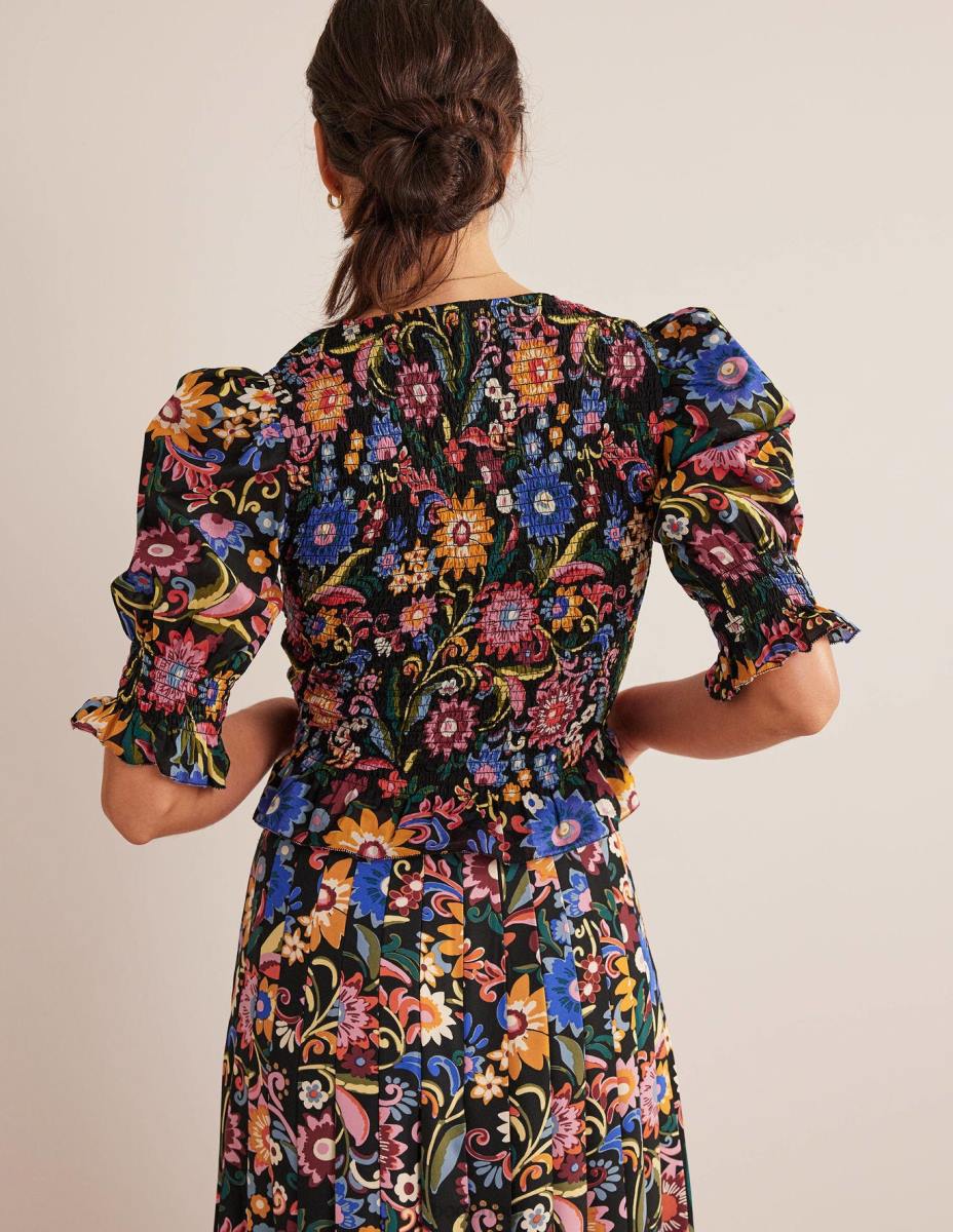 облекло Boden пушено горнище с елече черно и гардения поп Жени LL681704