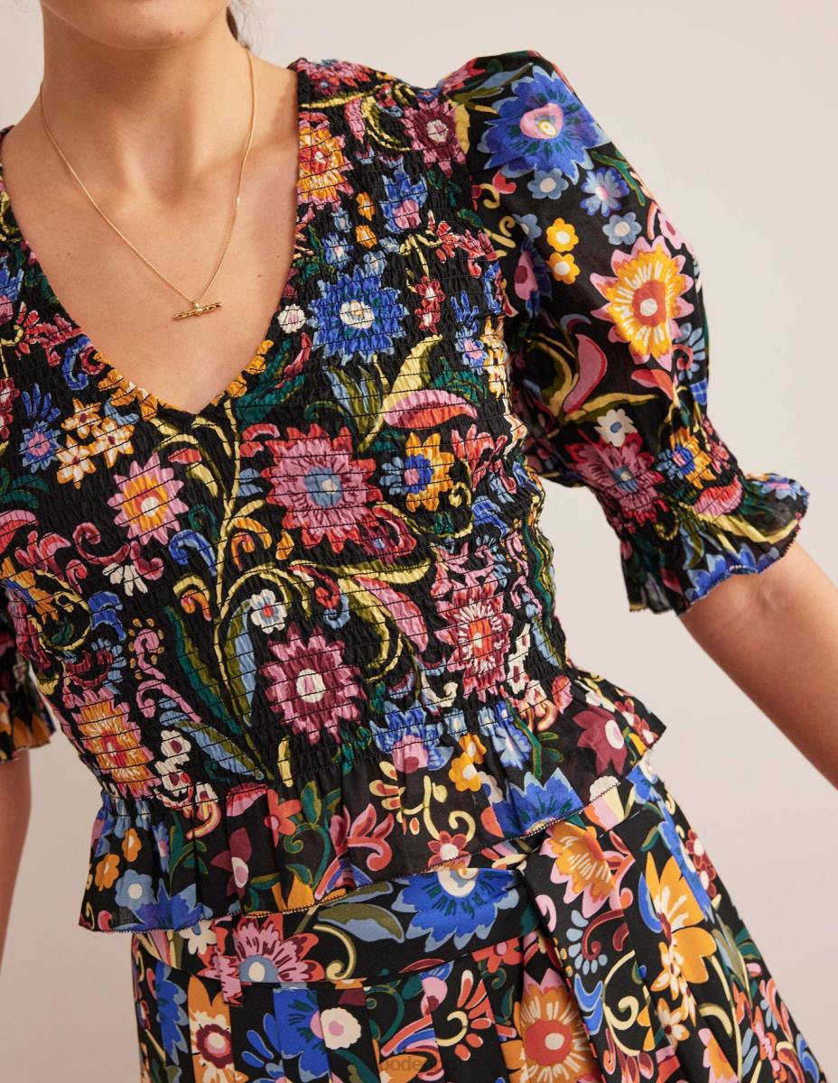 облекло Boden пушено горнище с елече черно и гардения поп Жени LL681704