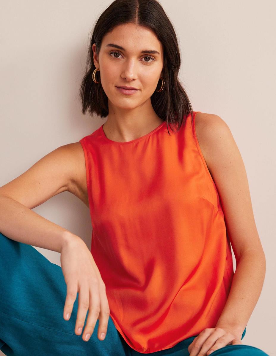 облекло Boden топ от копринена смес вермилион червено Жени LL681715