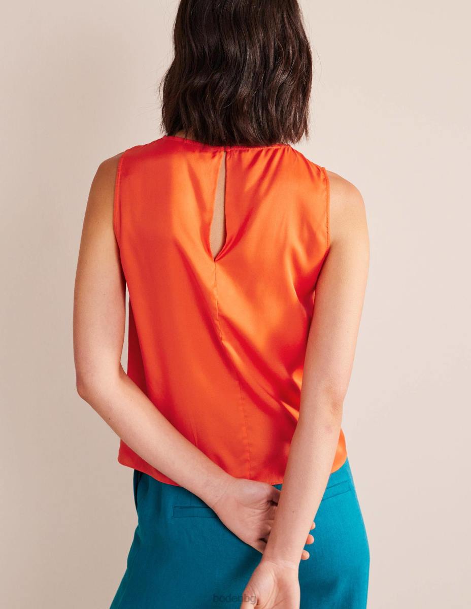 облекло Boden топ от копринена смес вермилион червено Жени LL681715