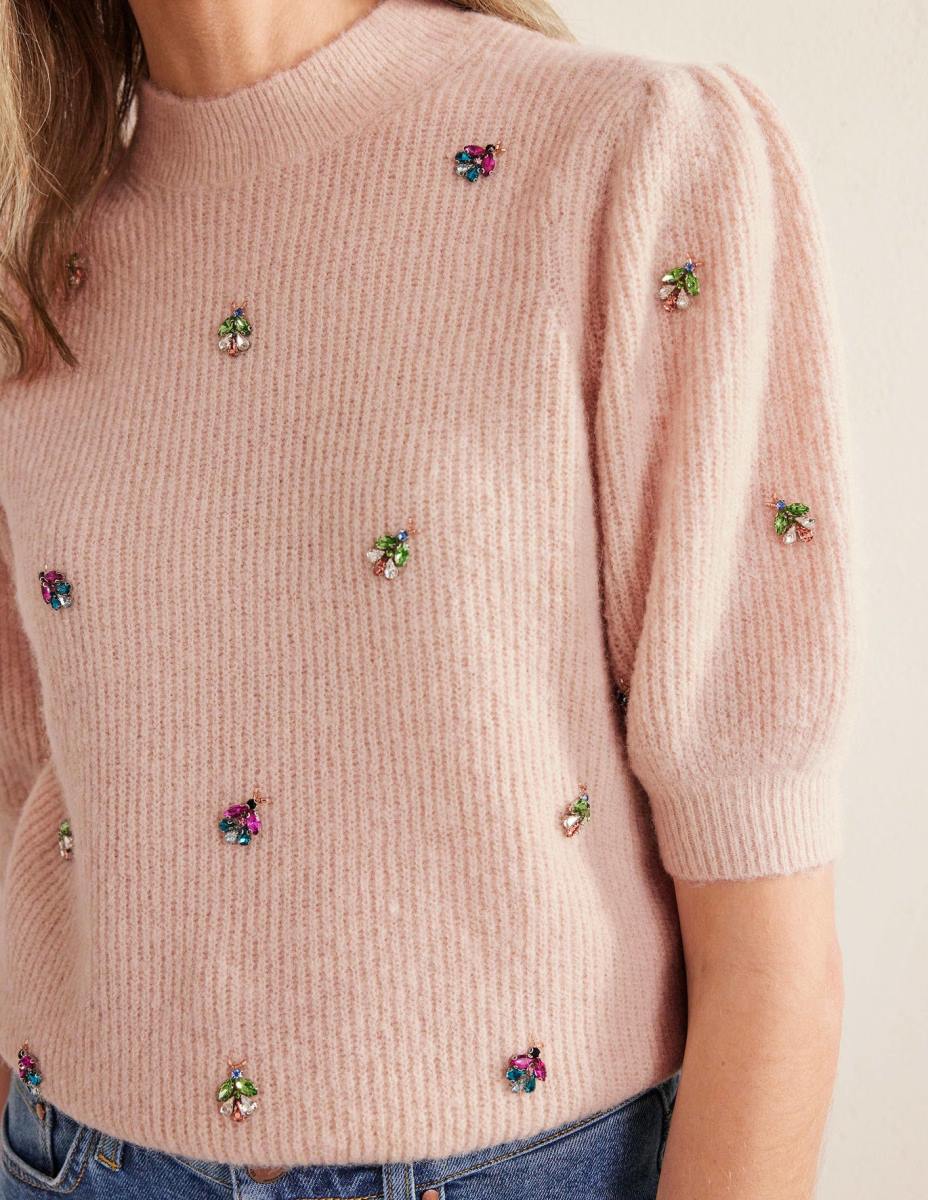 облекло Boden украсена пухкава тениска въже Жени LL681721