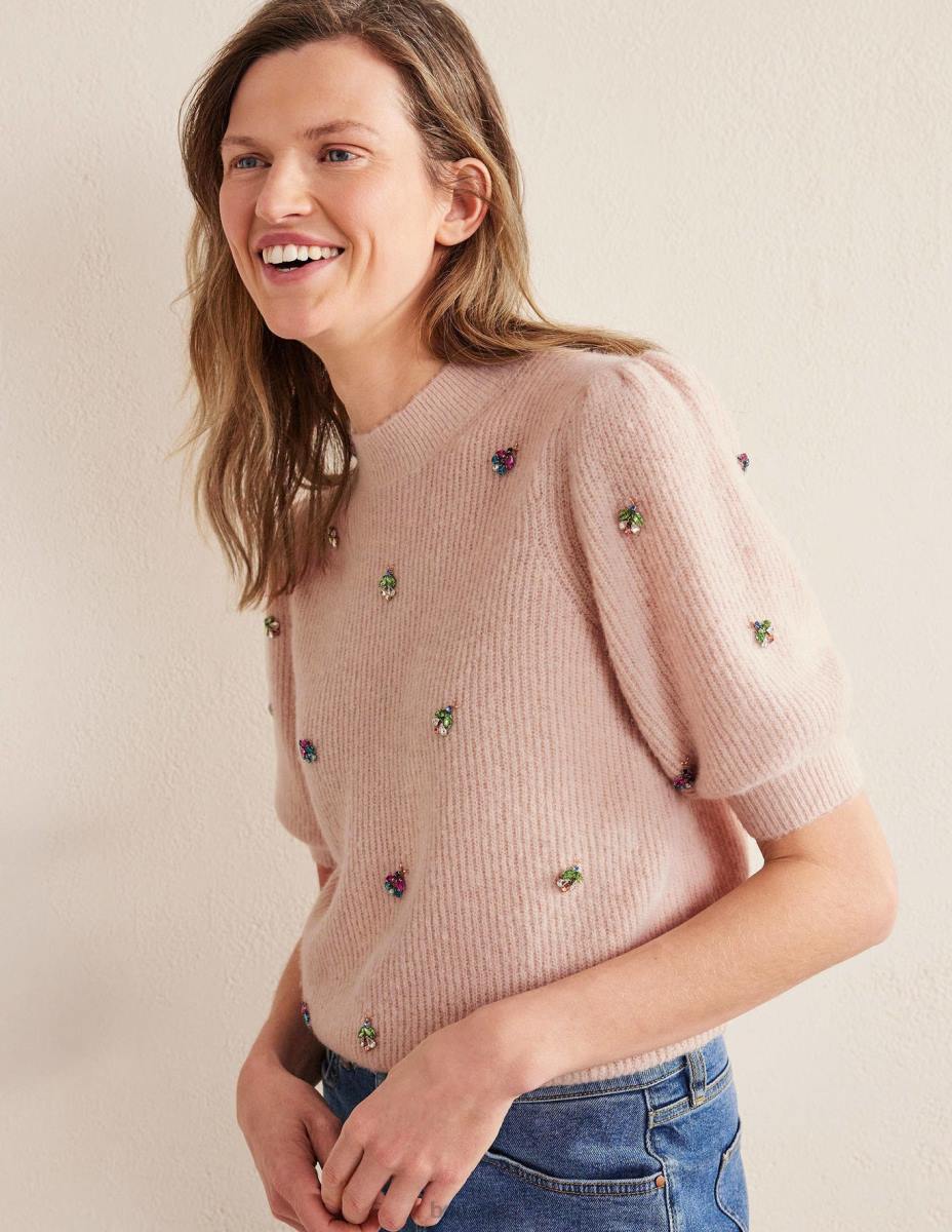 облекло Boden украсена пухкава тениска въже Жени LL681721