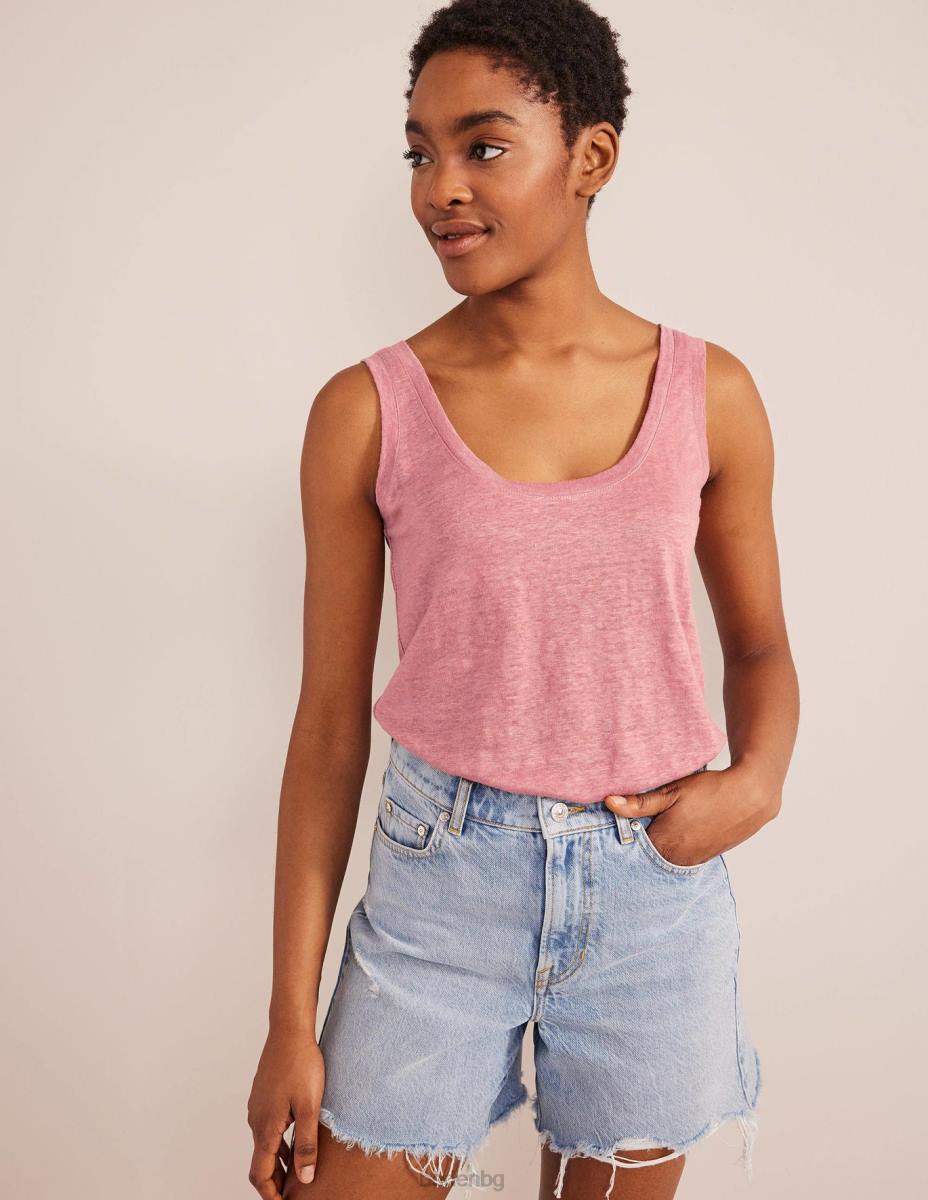 облекло Boden ленен потник с широко деколте розово розово Жени LL681725