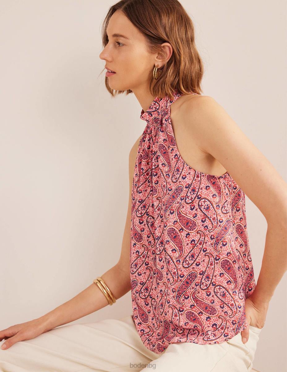 облекло Boden сатенена горна част розов шербет и пейсли цвят Жени LL681733