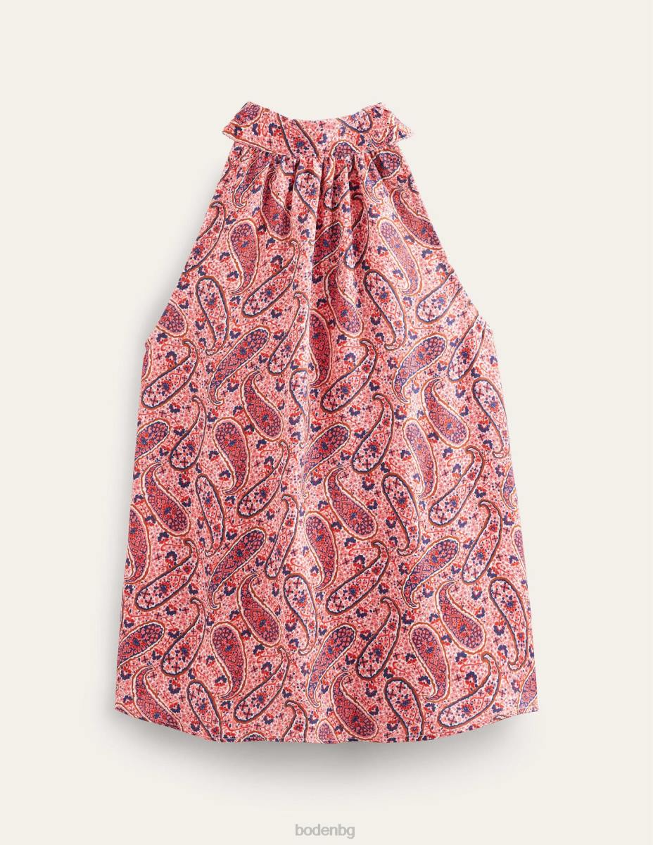 облекло Boden сатенена горна част розов шербет и пейсли цвят Жени LL681733