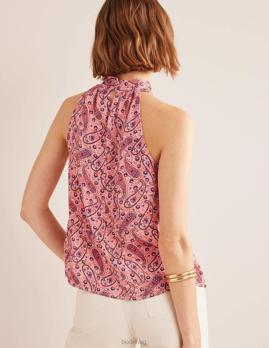 облекло Boden сатенена горна част розов шербет и пейсли цвят Жени LL681733