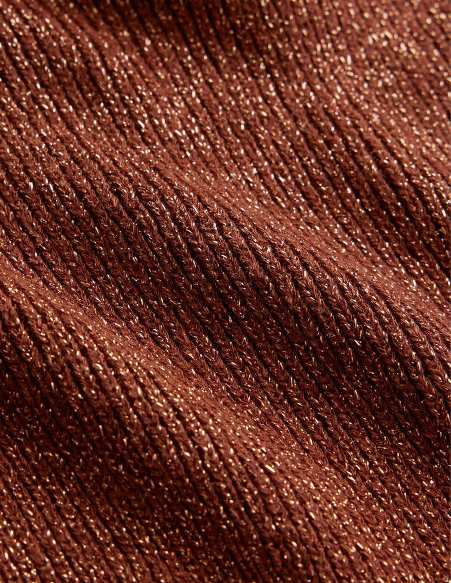 облекло Boden изрязана блестяща трикотажна тениска коняк бронз златен блясък Жени LL681737